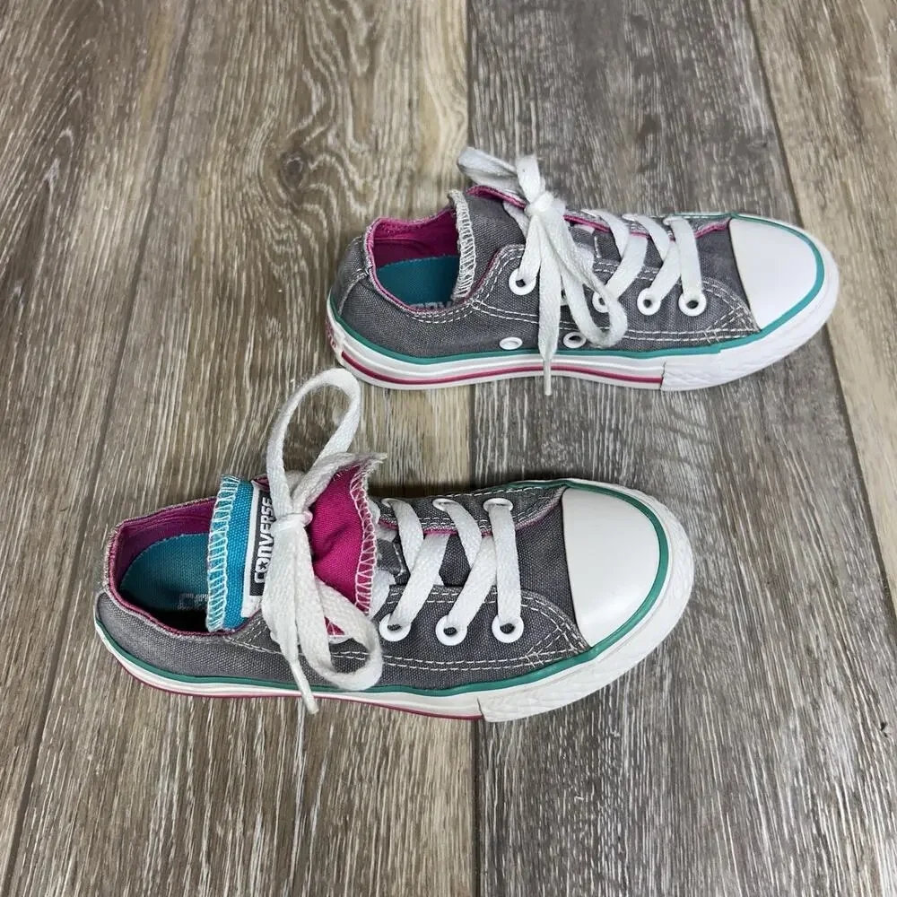 Converse Chuck Taylor All Star Double Tongue Juniors Youth US Size 11 Gray Pink